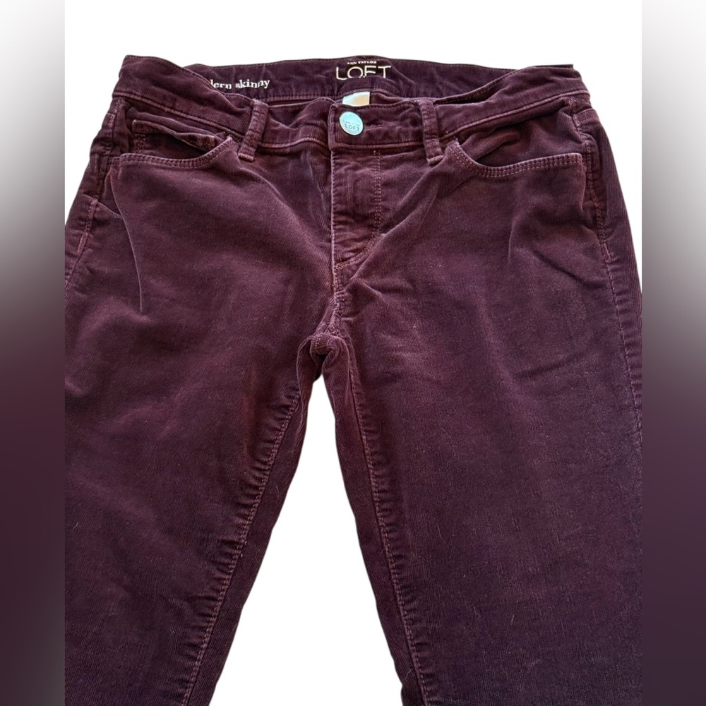 Ann Taylor LOFT Women's Deep Purple Plum Corduroy Modern Skinny Jeans Size 2P - Picture 4 of 16